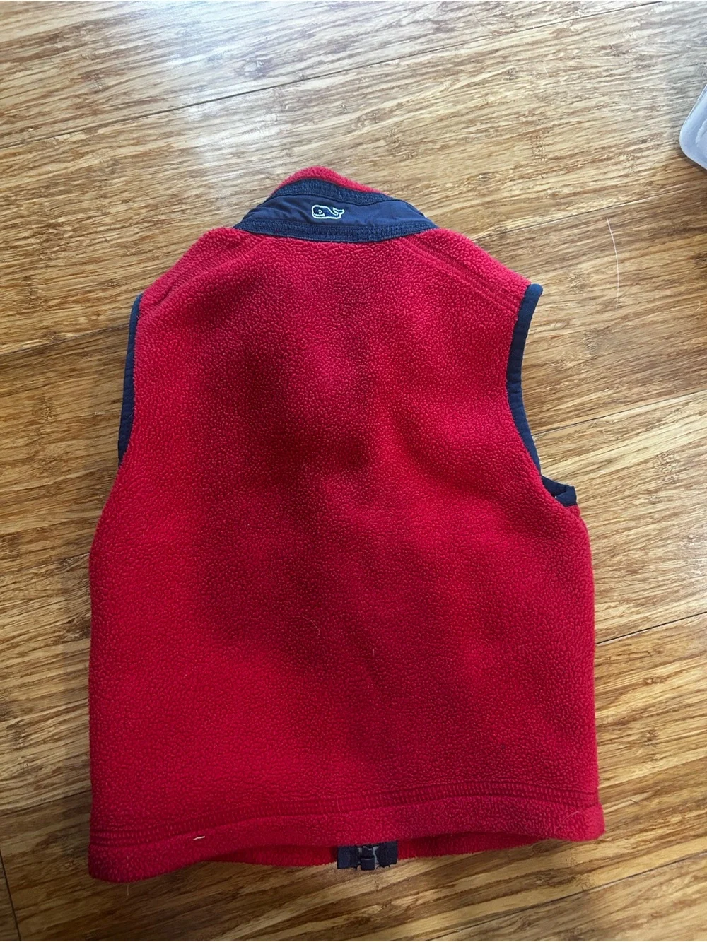Vineyard Vines Red Fleece Vest with Navy Details